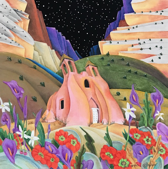 SOLD; canyon, flowers, night sky, mountains